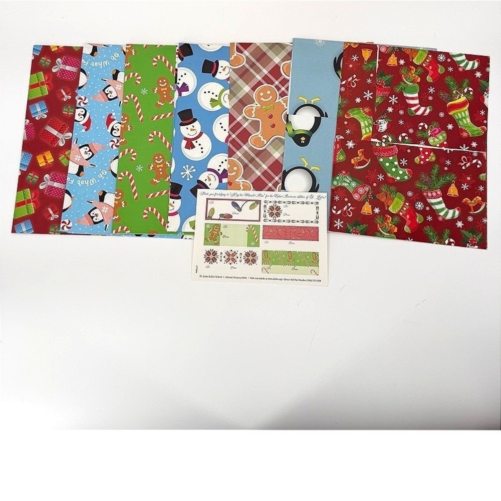 Christmas Gift Wrapping Paper Sheets VTG Retro Ephemera Juvenile 7 Sheets